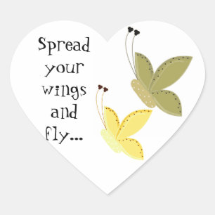 Adesivo Coração Borboletas bonito com Dizendo