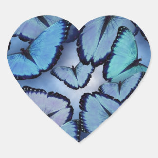 Adesivo Coração Borboletas do Morpho Azul