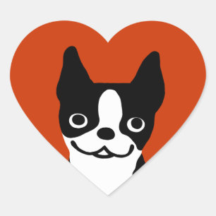 Adesivo Coração Boston Terrier - Cachorro Fofo