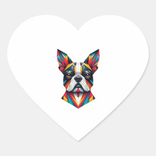 Adesivo Coração Boston Terrier t-shirt origami engraçada Clássica