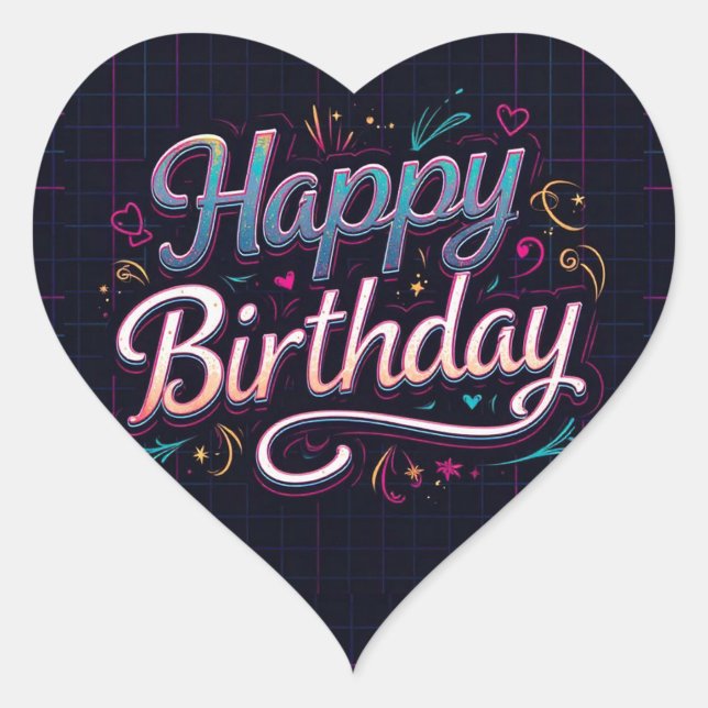 Adesivo Coração Botijas Clássicas de Aniversário Feliz (Decorative Letters Happy Birthday Stickers!)