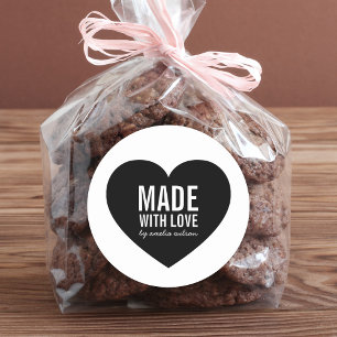 Adesivo Coração Branco e Negro Minimalista Feita com Amo