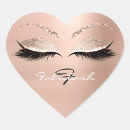Adesivo Coração Branco Monograma Nome Brilhante Lashes Dourados Ro