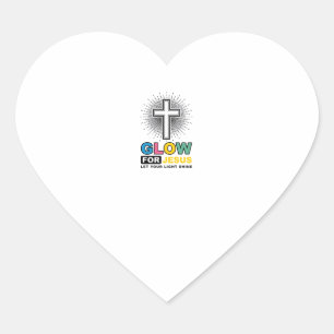 Adesivo Coração Brilhe Para Jesus Camisa Cristã Cruz Luz Design_