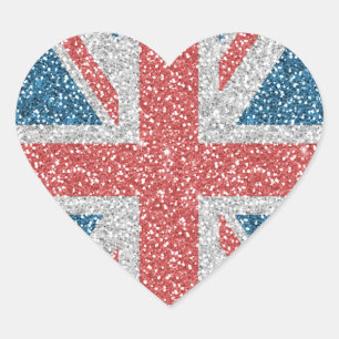 Adesivo Coração Brilho BRITÂNICO na moda legal do falso da