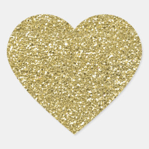 Adesivo Coração Brilho Dourado Falso Glam