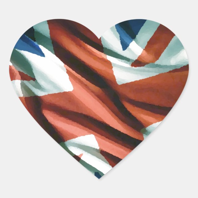 Adesivo Coração British Flag Pop Art (Frente)