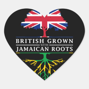 Adesivo Coração British Grown com Jamaican Roots Jamaica Design