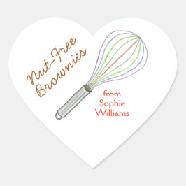 Adesivo Coração Brownie baking labels / Nut free brownies