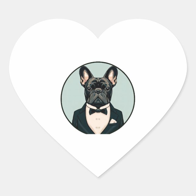 Adesivo Coração Buldogue Francês (Frente)