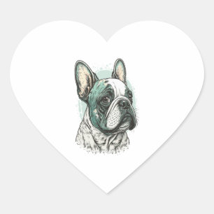 Adesivo Coração Buldogue francês