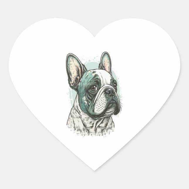 Adesivo Coração Buldogue francês (Frente)