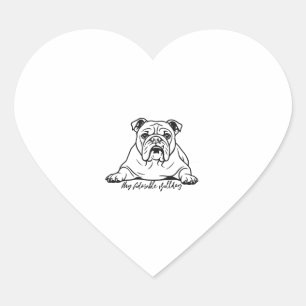 Adesivo Coração Bulldog Adorável