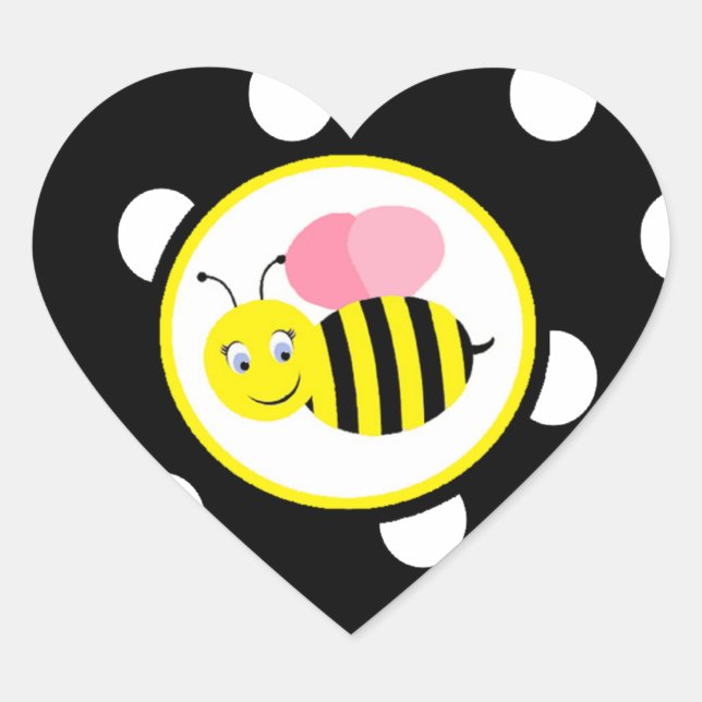 Adesivo Coração Bumble Bee - Rosa / Preto (Frente)