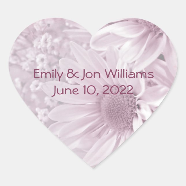 Adesivo Coração buquê de margarida rosa-claro (Frente)