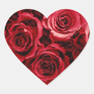 Adesivo Coração Buquê de rosa vermelha - Selo de Envelope de Casam