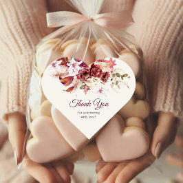 Adesivo Coração Burgundy & Blush Floral Wedding Sticker Sheet