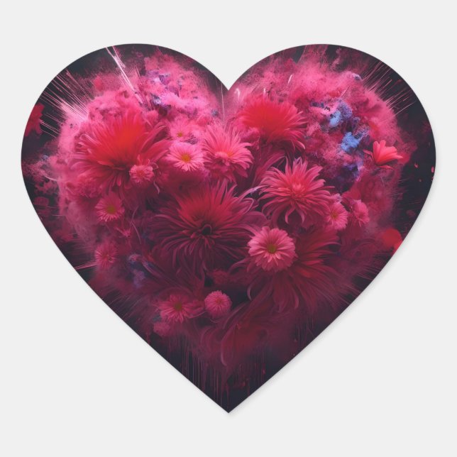 Adesivo Coração Burst Cardíaco Rosa Vibrante (Frente)