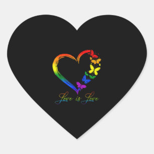 Adesivo Coração Butterfly Heart Rainbow Love É Love LGBT Gay