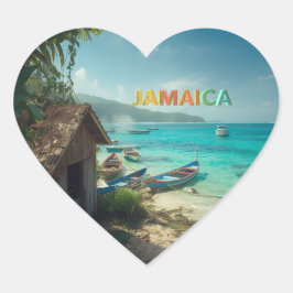 Adesivo Coração cabana de pesca jamaicana