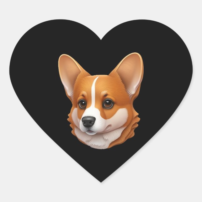 Adesivo Coração Cabeça de corgi fofo (Frente)