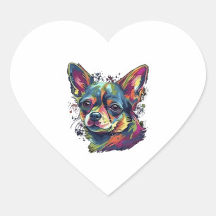 Adesivo Coração Cachorro Cachorro de Pintura do Abstrato Chihuahua