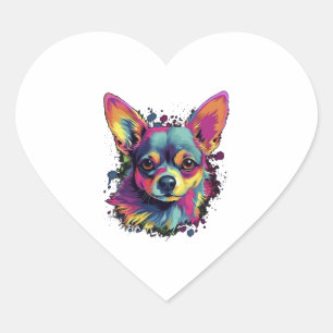 Adesivo Coração Cachorro Cachorro de Pintura do Abstrato Chihuahua
