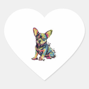Adesivo Coração Cachorro Cachorro de Pintura do Abstrato Chihuahua