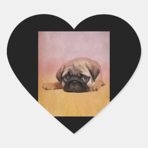 Adesivo Coração Cachorro Cachorro  Presente dos Pug Dog Lovers