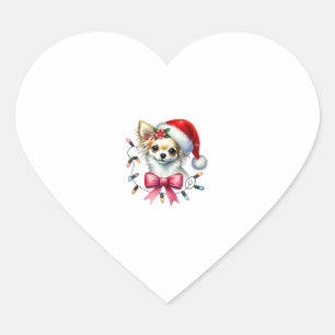Adesivo Coração Cachorro Chihuahua com Arco Coquette de Natal