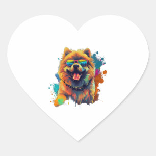 Adesivo Coração Cachorro Chinês Cachorro Chow Raça para Chow Chow