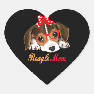 Adesivo Coração Cachorro Com Arco E Sunglass Engraçada, Mãe