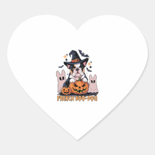 Adesivo Coração Cachorro francês Cute Frenchen Halloween Ghost Dog