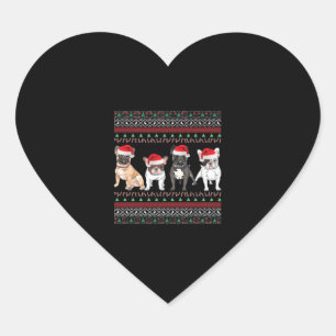 Adesivo Coração Cachorro Francês Vergonhoto De Natal Essencial T-