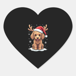 Adesivo Coração Cachorro Goldendoodle de Natal Rena de Férias Dood