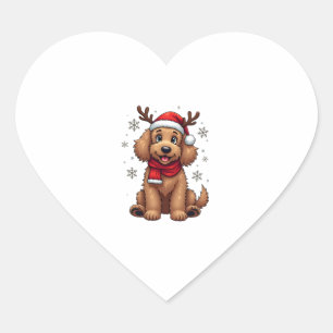 Adesivo Coração Cachorro Goldendoodle De Natal Rena Férias Doodle