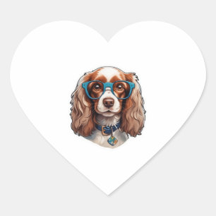 Adesivo Coração Cachorro Pooch Cute Engraçado Estudo de Óculos Eng