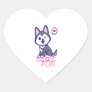 Adesivo Coração Cachorro-rouco Mãe Cute Kawaii Puppy
