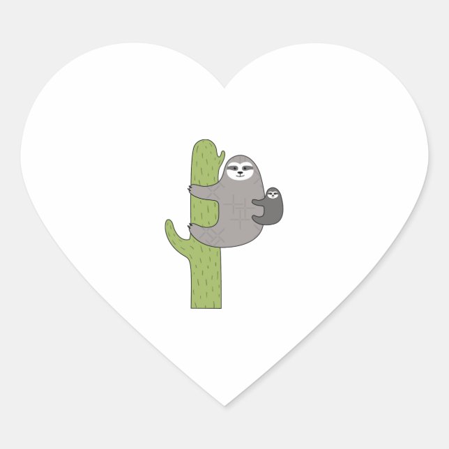 Adesivo Coração Cactus Sloth (Frente)