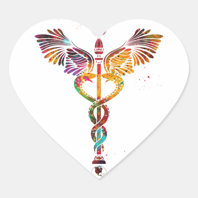 Adesivo Coração Caduceu (Frente)