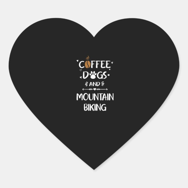 Adesivo Coração Cães de café e bicicleta de descida (Frente)