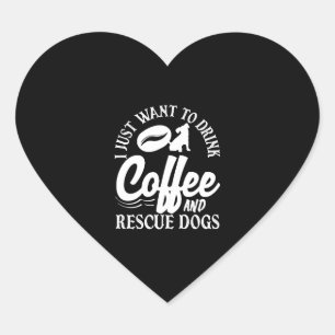 Adesivo Coração Cães De Resgate De Café De Bebida Lover