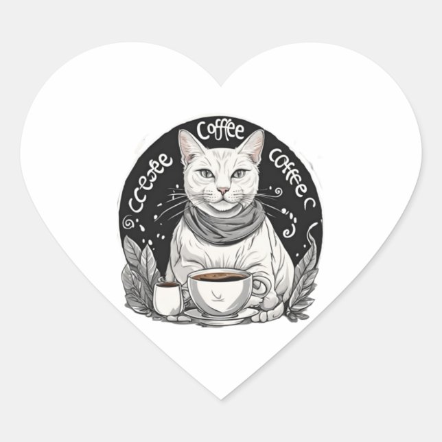 Adesivo Coração Café Gato 3 (Frente)