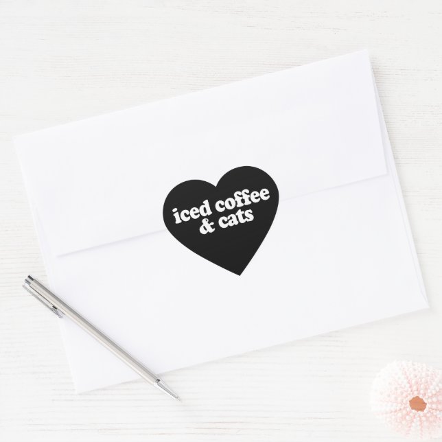 Adesivo Coração Café Gelado E Gatos  (Envelope)