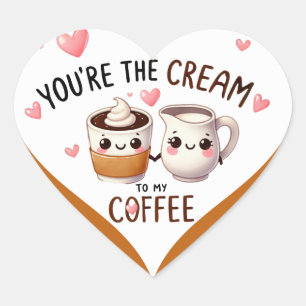 Adesivo Coração Café Kawaii Cute e Creme