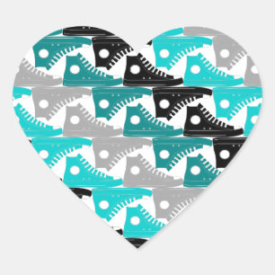 Adesivo Coração Calçados Cerceta-n-Pretos das partes superiores