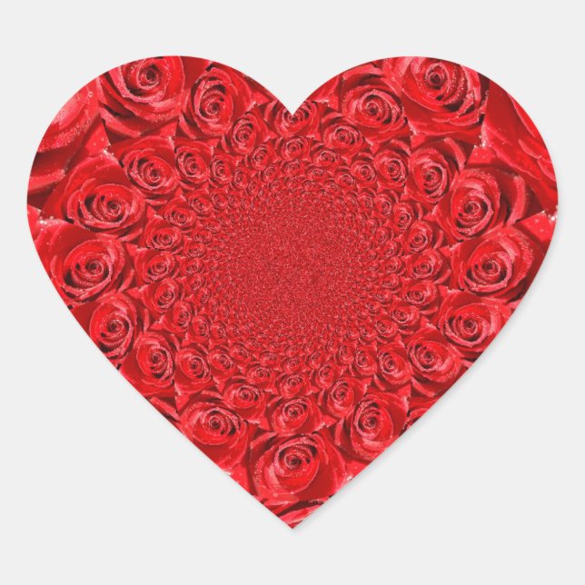 Adesivo Coração Caleidoscópio Rosa vermelha: Arte Feliz dia de os  (Frente)