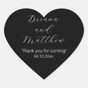 Adesivo Coração Caligrafia de Script Minimalista Preto Favoritos