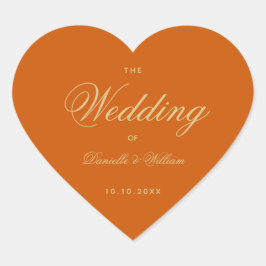 Adesivo Coração Caligrafia Elegante De Casamento Laranja Simples Q