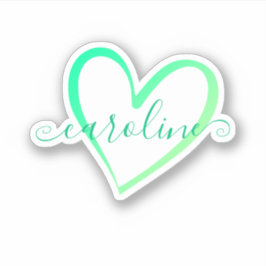 Adesivo Coração Caligrafia Ombre Verde